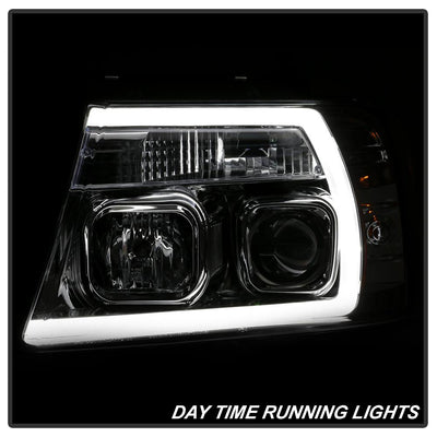 Chrome Light Bar Projector Headlights <br>04-08 Ford F-150