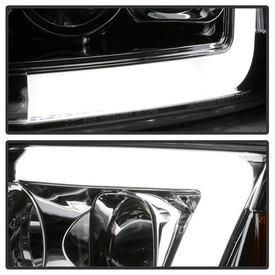 Version 2 Chrome Light Bar DRL Projector Headlights <br>97-03 Ford F-150 97-02 Ford Expedition