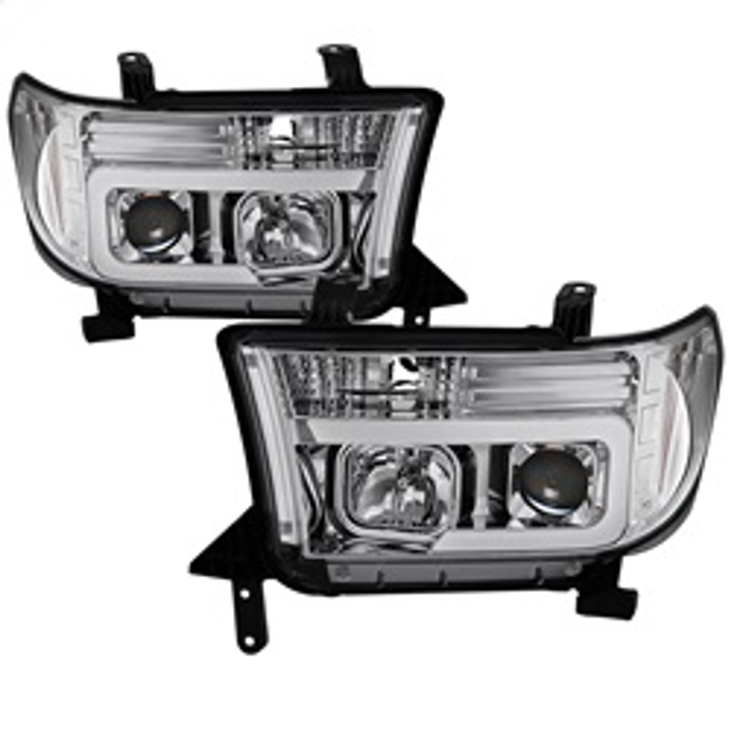 Version 2 Chrome Light Bar DRL Projector Headlights <br>07-13 Toyota Tundra 08-13 Toyota Sequoia