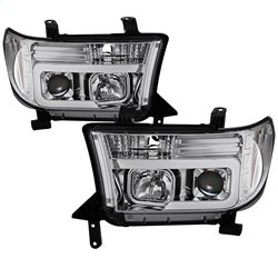 Version 2 Chrome Light Bar DRL Projector Headlights <br>07-13 Toyota Tundra 08-13 Toyota Sequoia
