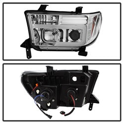 Version 2 Chrome Light Bar DRL Projector Headlights <br>07-13 Toyota Tundra 08-13 Toyota Sequoia