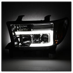 Version 2 Chrome Light Bar DRL Projector Headlights <br>07-13 Toyota Tundra 08-13 Toyota Sequoia
