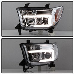 Version 2 Chrome Light Bar DRL Projector Headlights <br>07-13 Toyota Tundra 08-13 Toyota Sequoia