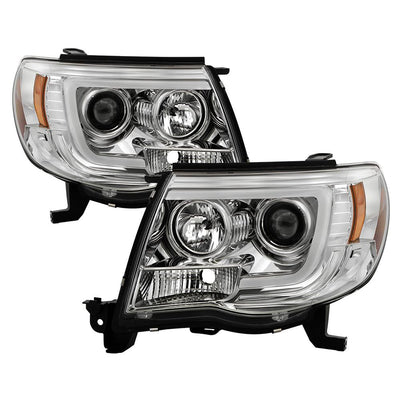 Version 2 Chrome Light Bar DRL Projector Headlights <br>05-11 Toyota Tacoma