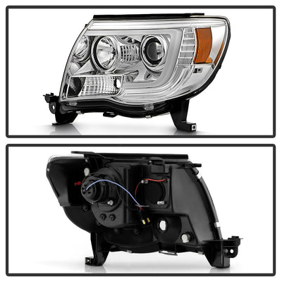 Version 2 Chrome Light Bar DRL Projector Headlights <br>05-11 Toyota Tacoma