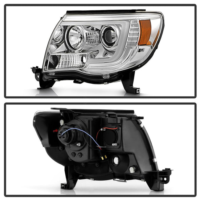 Version 2 Chrome Light Bar DRL Projector Headlights <br>05-11 Toyota Tacoma
