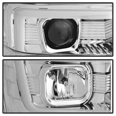 Version 2 Chrome Light Bar DRL Projector Headlights <br>08-10 Ford F-250 F-350 F-450 Super Duty