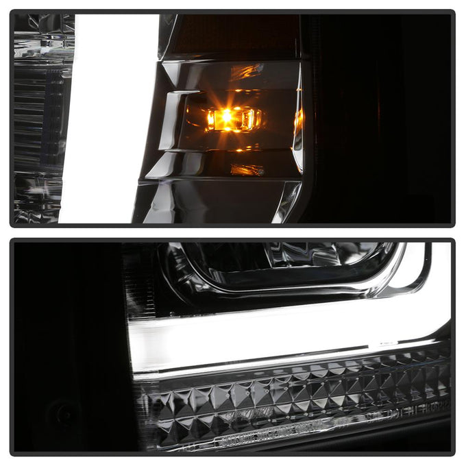 Version 2 Chrome Light Bar DRL Projector Headlights <br>08-10 Ford F-250 F-350 F-450 Super Duty