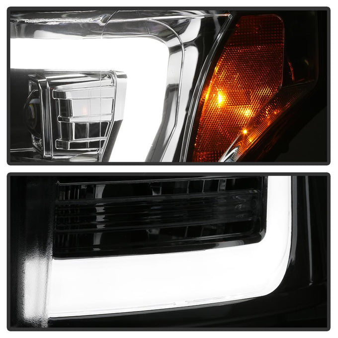Version 2 Chrome Light Bar DRL Projector Headlights <br>11-16 Ford F-250 F-350 F-450 Super Duty