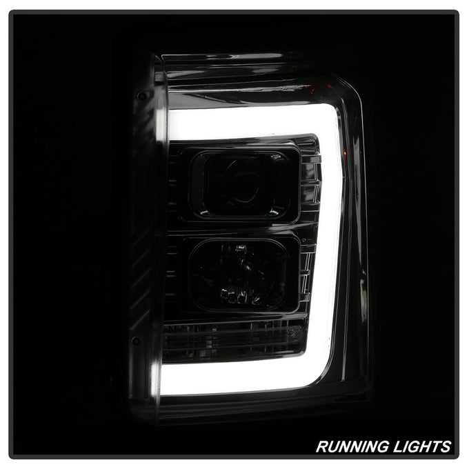 Version 2 Chrome Light Bar DRL Projector Headlights <br>11-16 Ford F-250 F-350 F-450 Super Duty