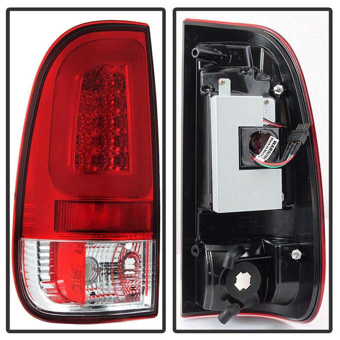 Version 3 Red Clear Light Bar LED Tail Lights <br>08-16 Ford F250-F450 Super duty