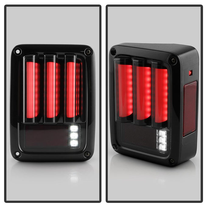 Version 2 Black Smoke LED Tail Lights <br>07-17 Jeep Wrangler 18 Jeep Wrangler JK