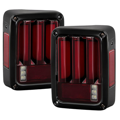Version 2 Red Clear LED Tail Lights <br>07-17 Jeep Wrangler 18 Jeep Wrangler JK