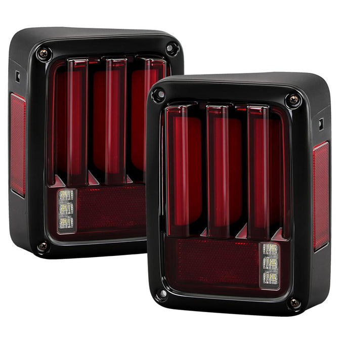 Version 2 Red Clear LED Tail Lights <br>07-17 Jeep Wrangler 18 Jeep Wrangler JK