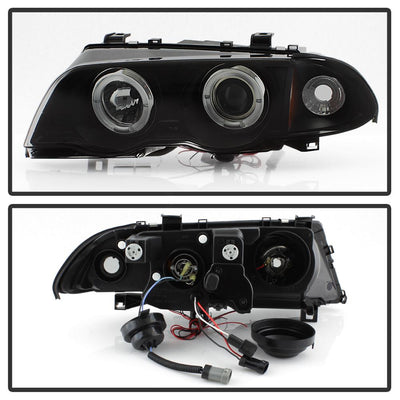 LED Halo Black Smoke Amber Reflector Projector Headlights 1PC <br>99-01 BMW 3-Series