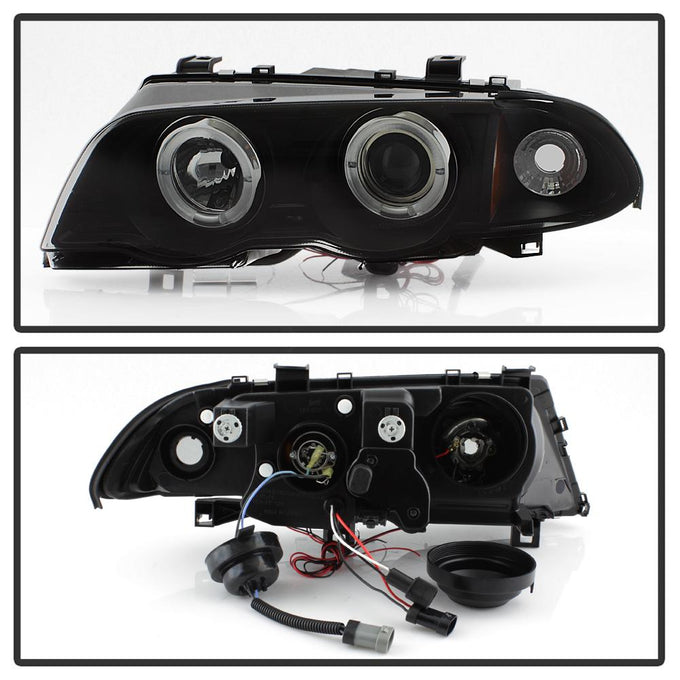 LED Halo Black Smoke Amber Reflector Projector Headlights 1PC <br>99-01 BMW 3-Series