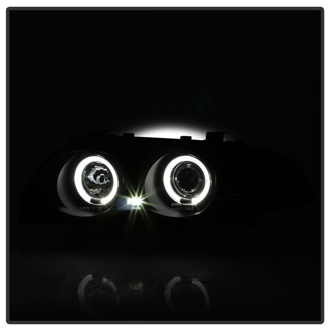 LED Halo Black Smoke Amber Reflector Projector Headlights 1PC <br>99-01 BMW 3-Series