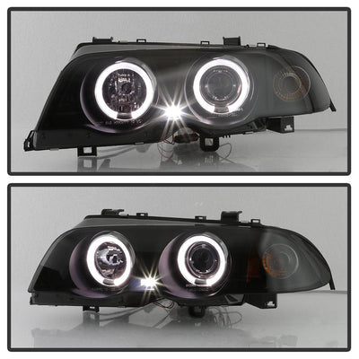 LED Halo Black Smoke Amber Reflector Projector Headlights 1PC <br>99-01 BMW 3-Series