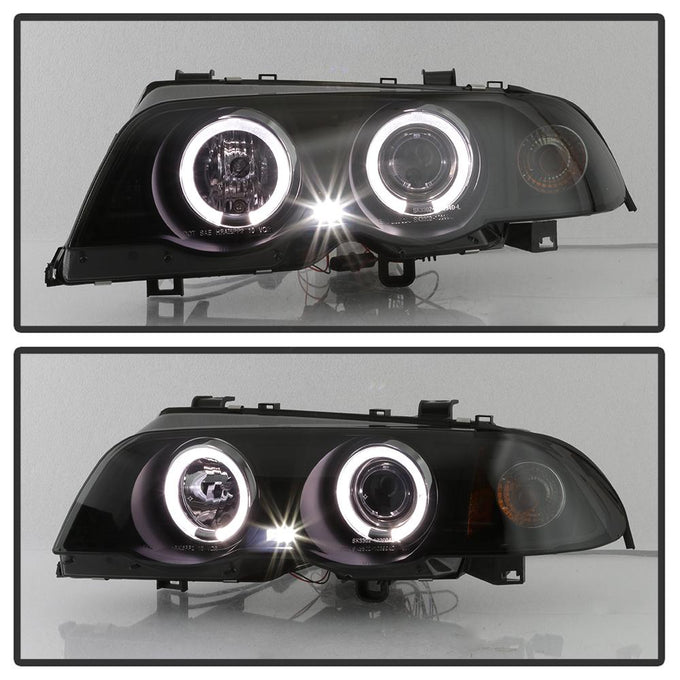 LED Halo Black Smoke Amber Reflector Projector Headlights 1PC <br>99-01 BMW 3-Series