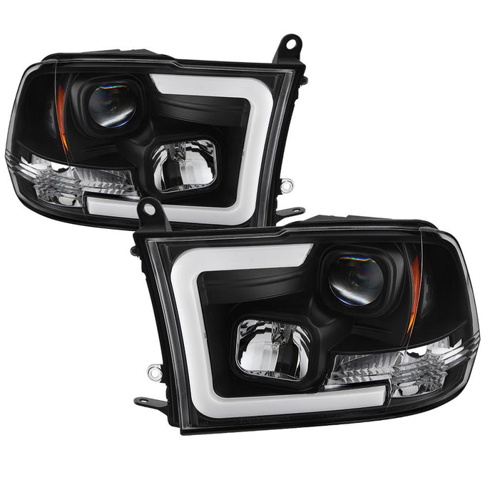 Version 2 Black Light Bar DRL Projector Headlights <br>09-18 Ram 1500 2500 3500
