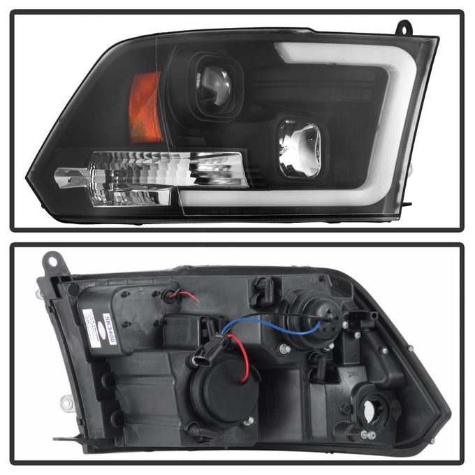 Version 2 Black Light Bar DRL Projector Headlights <br>09-18 Ram 1500 2500 3500