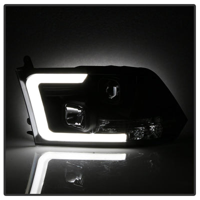 Version 2 Black Light Bar DRL Projector Headlights <br>09-18 Ram 1500 2500 3500