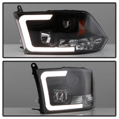 Version 2 Black Light Bar DRL Projector Headlights <br>09-18 Ram 1500 2500 3500