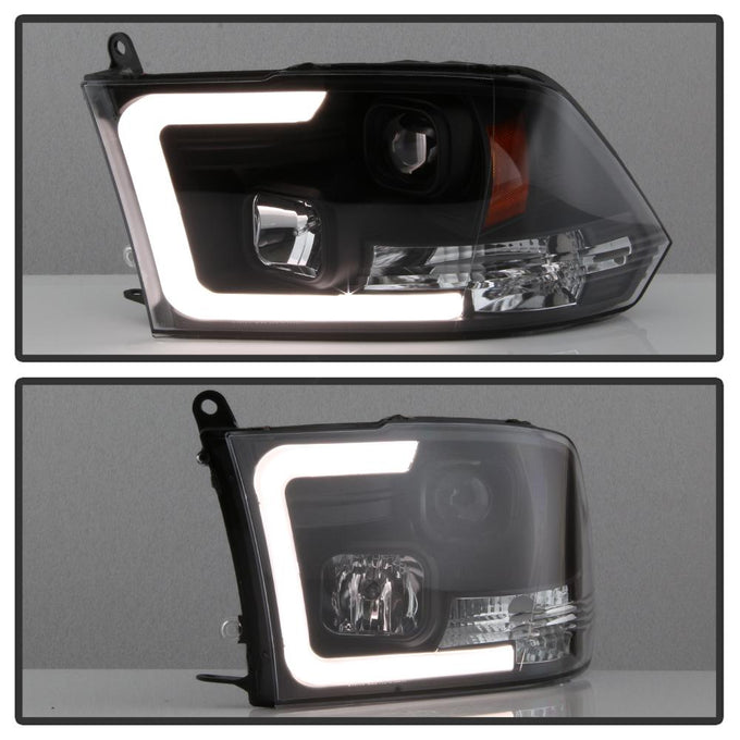 Version 2 Black Light Bar DRL Projector Headlights <br>09-18 Ram 1500 2500 3500
