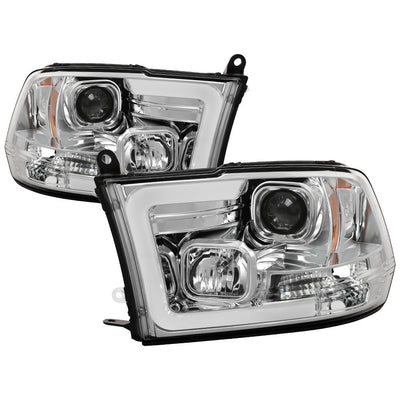 Version 2 Chrome Light Bar DRL Projector Headlights <br>09-18 Ram 1500 2500 3500