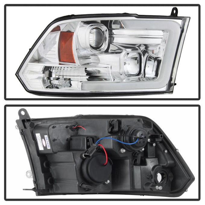 Version 2 Chrome Light Bar DRL Projector Headlights <br>09-18 Ram 1500 2500 3500
