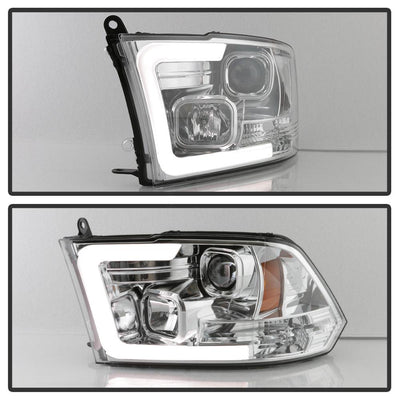 Version 2 Chrome Light Bar DRL Projector Headlights <br>09-18 Ram 1500 2500 3500