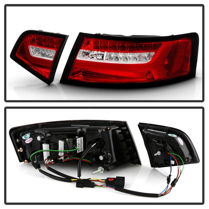 Red Clear LED Tail Lights <br>09-12 Audi A6 A6 Quattro