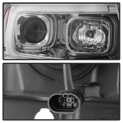 Version 2 Chrome Light Bar Projector Headlights <br>99-04 Jeep Grand Cherokee
