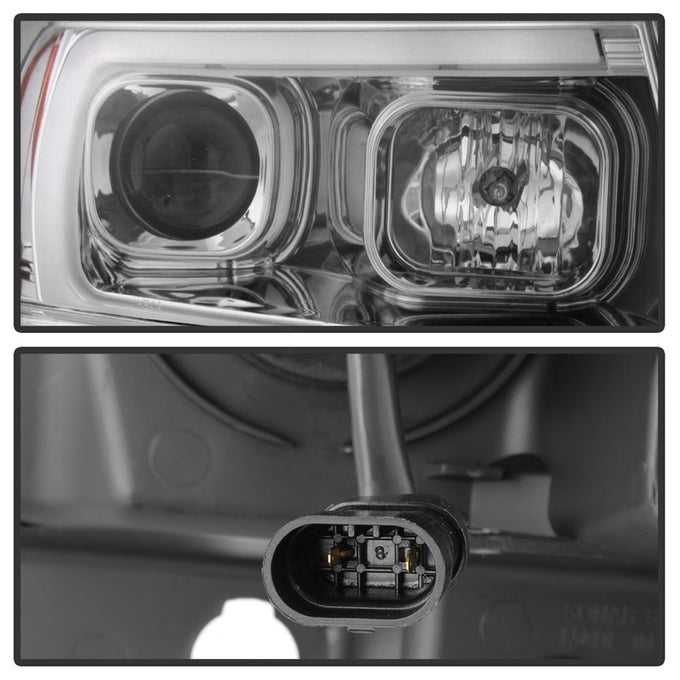 Version 2 Chrome Light Bar Projector Headlights <br>99-04 Jeep Grand Cherokee
