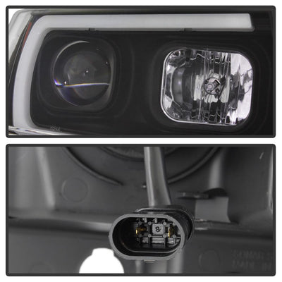Version 2 Black Light Bar Projector Headlights <br>99-04 Jeep Grand Cherokee