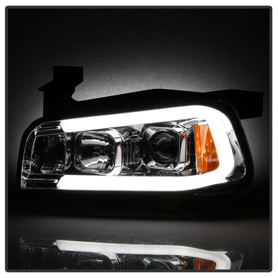 Light Bar LED Chrome 1 Piece Projector Headlights <br>06-10 Dodge Charger