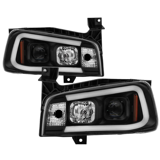 Light Bar LED Black 1 Piece Projector Headlights <br>06-10 Dodge Charger