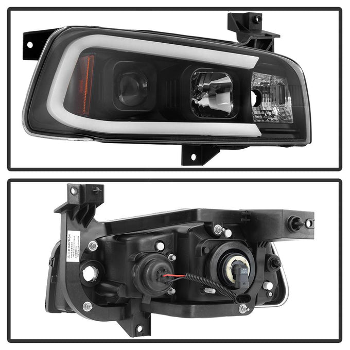 Light Bar LED Black 1 Piece Projector Headlights <br>06-10 Dodge Charger