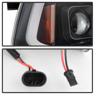 Light Bar LED Black 1 Piece Projector Headlights <br>06-10 Dodge Charger