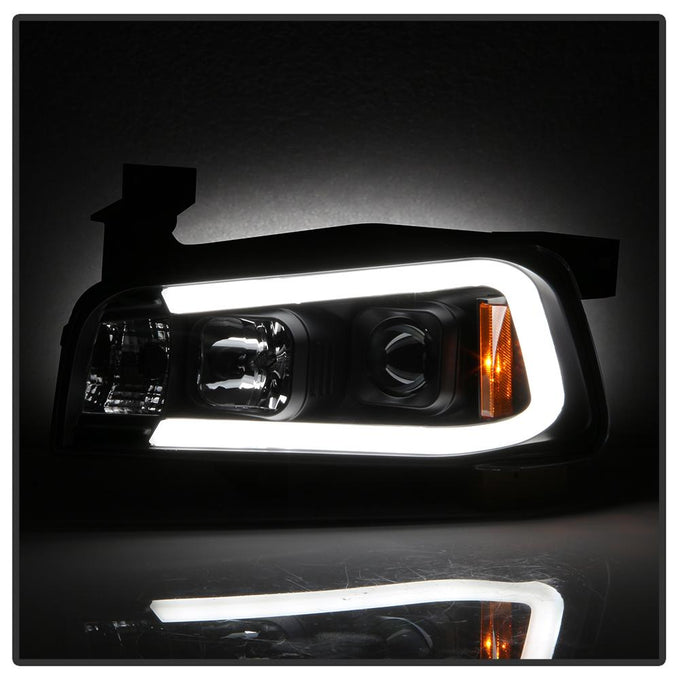Light Bar LED Black 1 Piece Projector Headlights <br>06-10 Dodge Charger