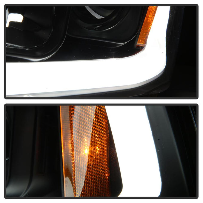 Light Bar LED Black 1 Piece Projector Headlights <br>06-10 Dodge Charger