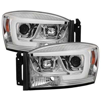 Version 2 Chrome Light Bar DRL Projector Headlights <br>06-08 Dodge Ram 1500 06-09 Dodge Ram 2500 Ram 3500