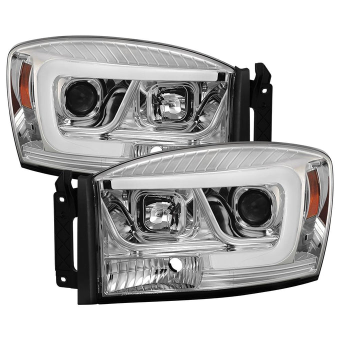 Version 2 Chrome Light Bar DRL Projector Headlights <br>06-08 Dodge Ram 1500 06-09 Dodge Ram 2500 Ram 3500