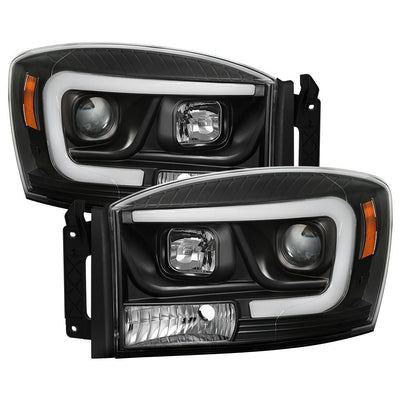 Version 2 Black Light Bar DRL Projector Headlights <br>06-08 Dodge Ram 1500 06-09 Dodge Ram 2500 Ram 3500