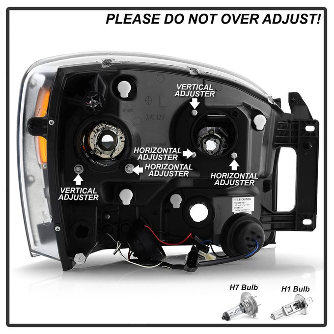 Version 2 Black Light Bar DRL Projector Headlights <br>06-08 Dodge Ram 1500 06-09 Dodge Ram 2500 Ram 3500