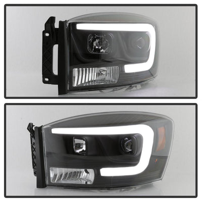 Version 2 Black Light Bar DRL Projector Headlights <br>06-08 Dodge Ram 1500 06-09 Dodge Ram 2500 Ram 3500