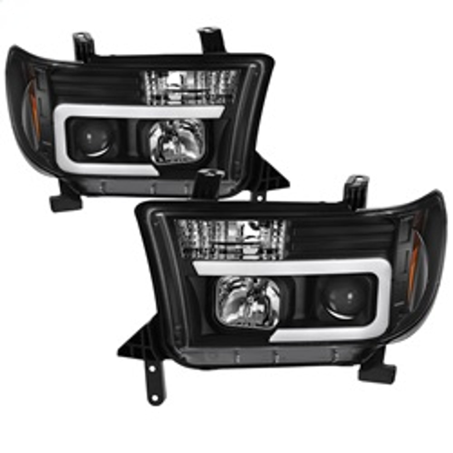 Version 2 Black Light Bar DRL Projector Headlights <br>07-13 Toyota Tundra 08-13 Toyota Sequoia