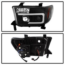 Version 2 Black Light Bar DRL Projector Headlights <br>07-13 Toyota Tundra 08-13 Toyota Sequoia