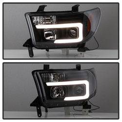 Version 2 Black Light Bar DRL Projector Headlights <br>07-13 Toyota Tundra 08-13 Toyota Sequoia