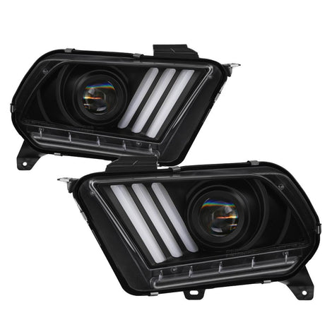Sequential Turn Signal Black Projector Headlights <br>13-14 Ford Mustang